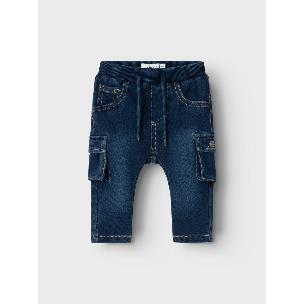 Køb Name It Dark Blue Denim Ben Bag Sweat Cargo Jeans Noos