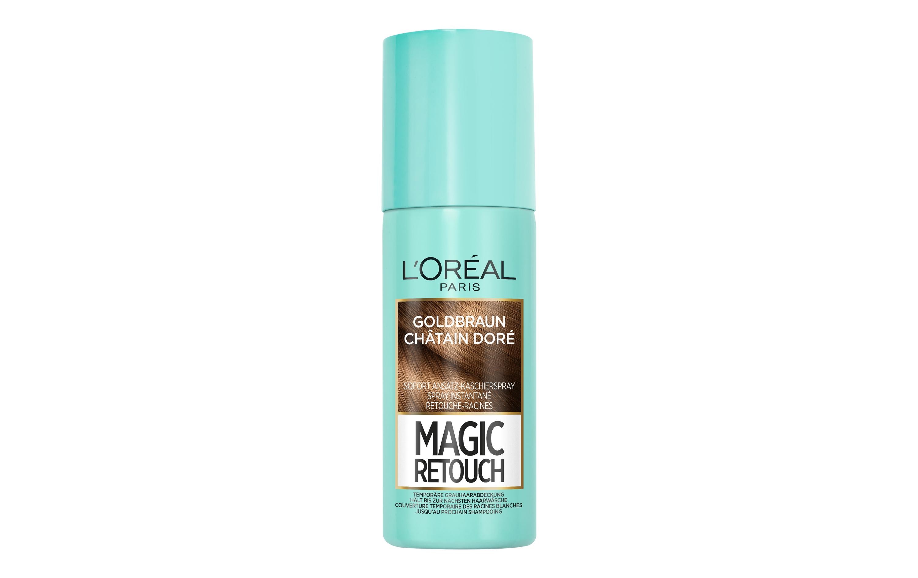 Haaransatz-Spray Magic Retouch GoldlbraunKaschiert den grauen Haaransatz in nur 3 Sekunden
