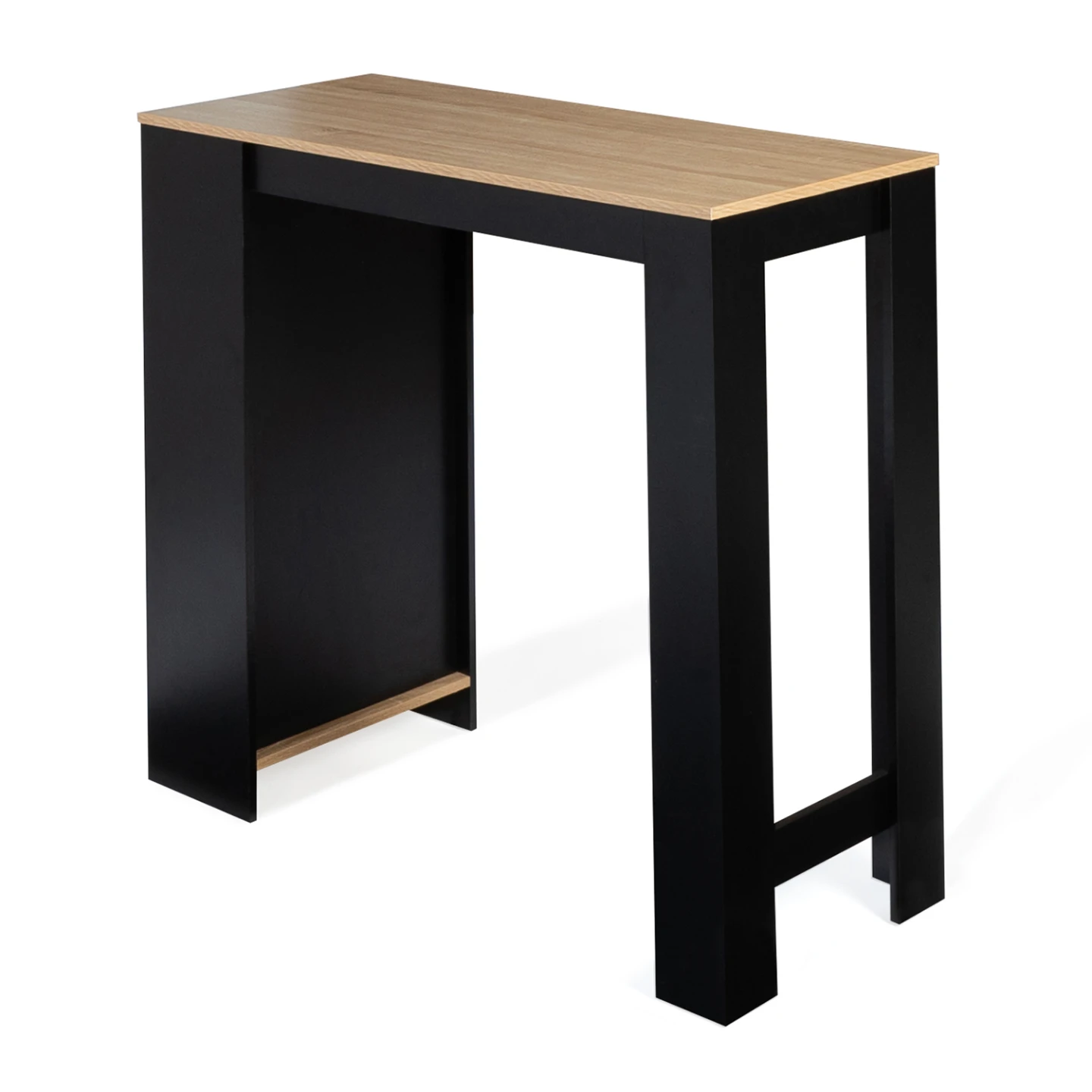 Table de bar BARTH 2 à 4 personnes bois noir et plateau façon hêtre
