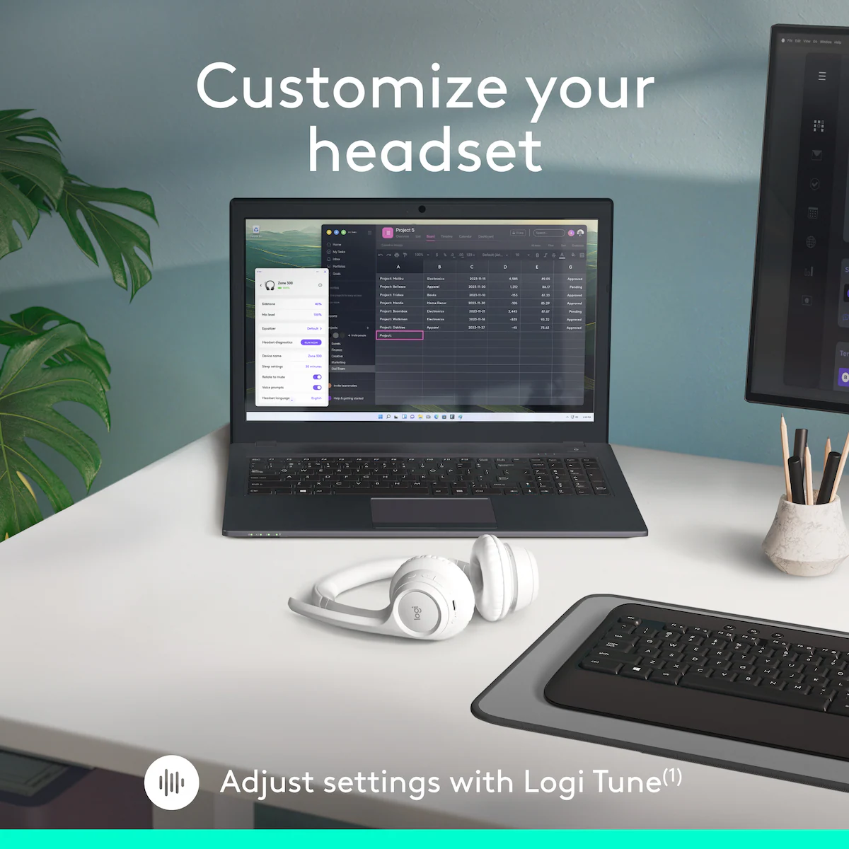 Logitech Zone 300 trådløst headset (off white)