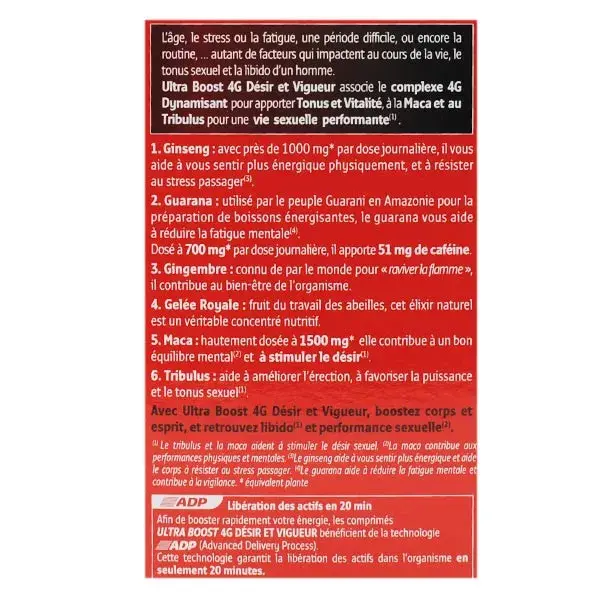 Forté Pharma Ultra Boost 4G Desejo e Vigor Maca Tribulus Ginseng 30 comprimidos