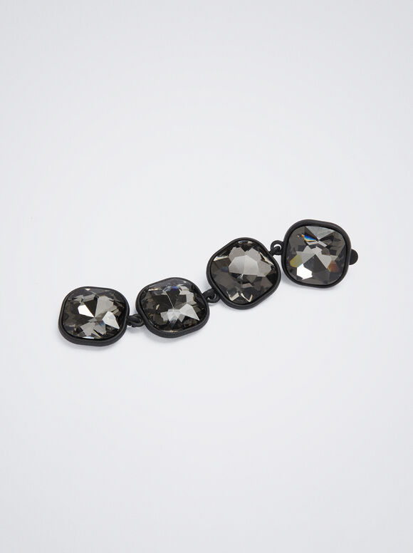 Brincos de pressão com cristais - Preto