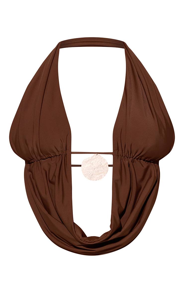 Chocolat Haut De Bikini À Col Bénitier Avec Détail Coquillage