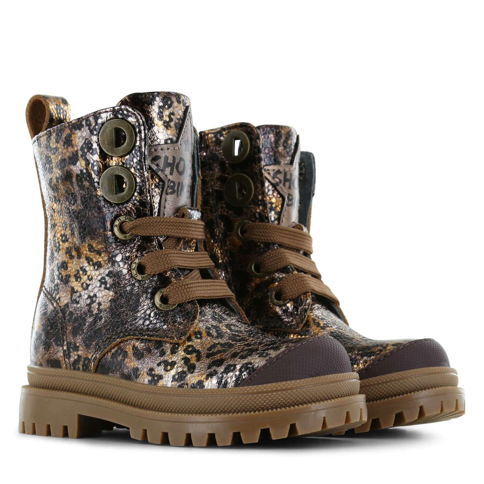 Shoesme metallic-bronzen bikerboot Leer, Metallic | Sale