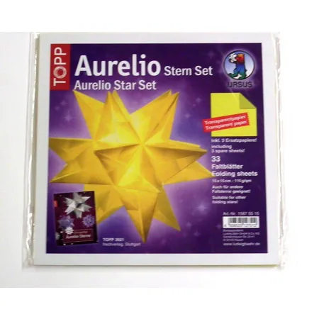 URSUS Aurelio Sternset, gelb, transparent, 15 x 15 cm, 33 Blatt