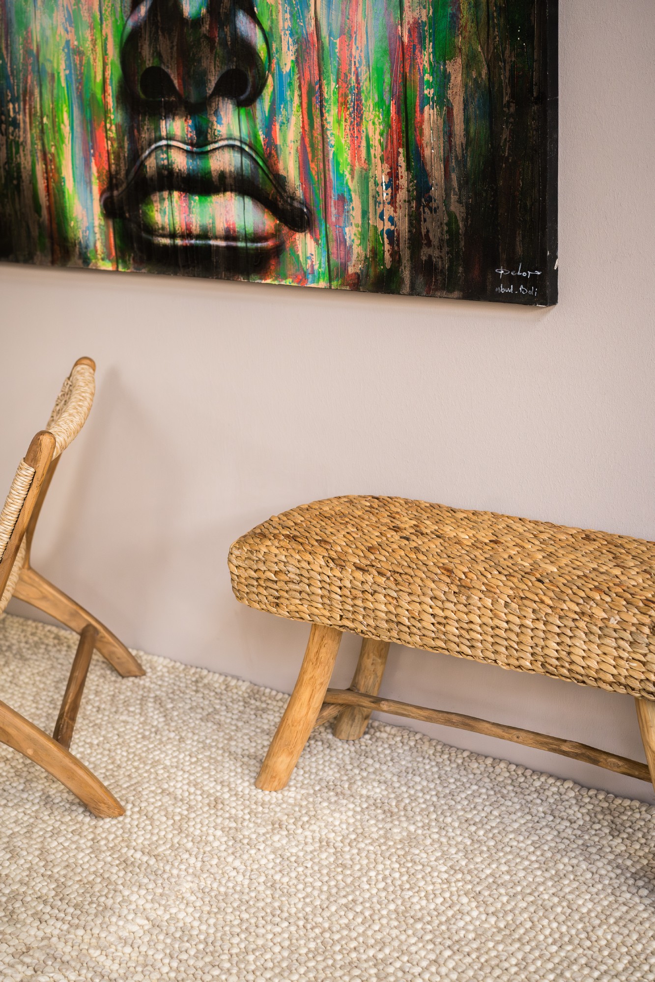 Bank 'Bumipul', aus Teak und Wasserhyazinthe, B 95 cm, H 49 cm, L 35 cm von fischer's lagerhaus