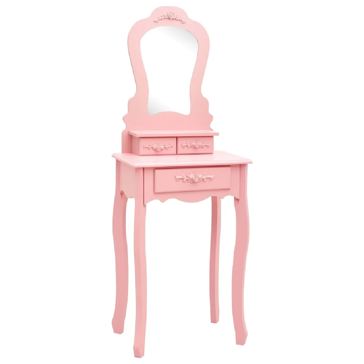 vidaXL Ensemble Coiffeuse et Tabouret - Rose