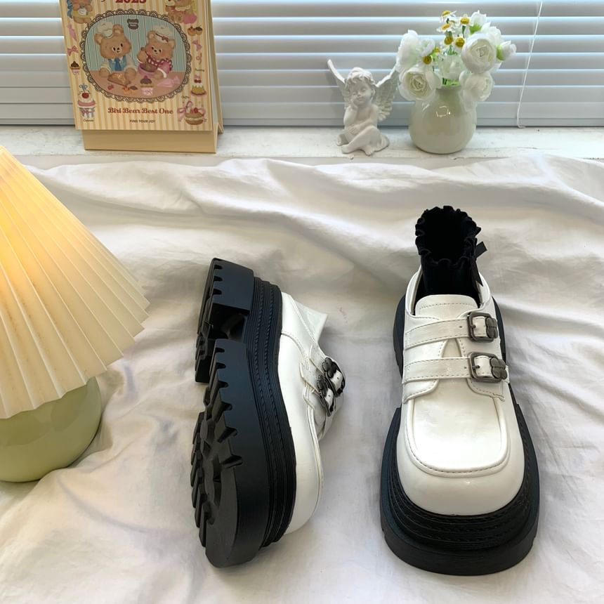 DURAC - Loafers met imitatieleren gespband en plateauzool