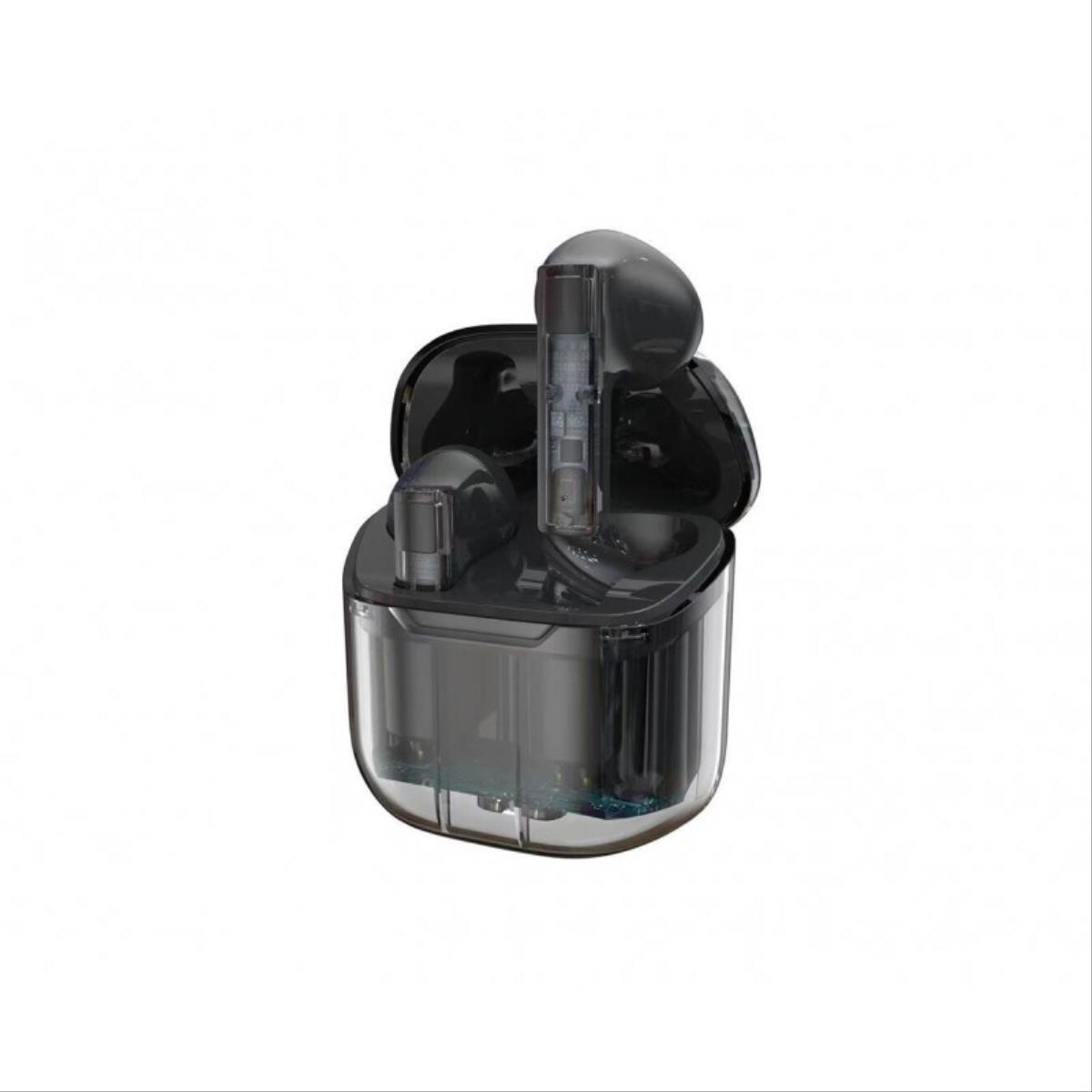 Fones de ouvido sem fio Smartek Bluetooth 5.0 transparentes com estojo de carregamento.