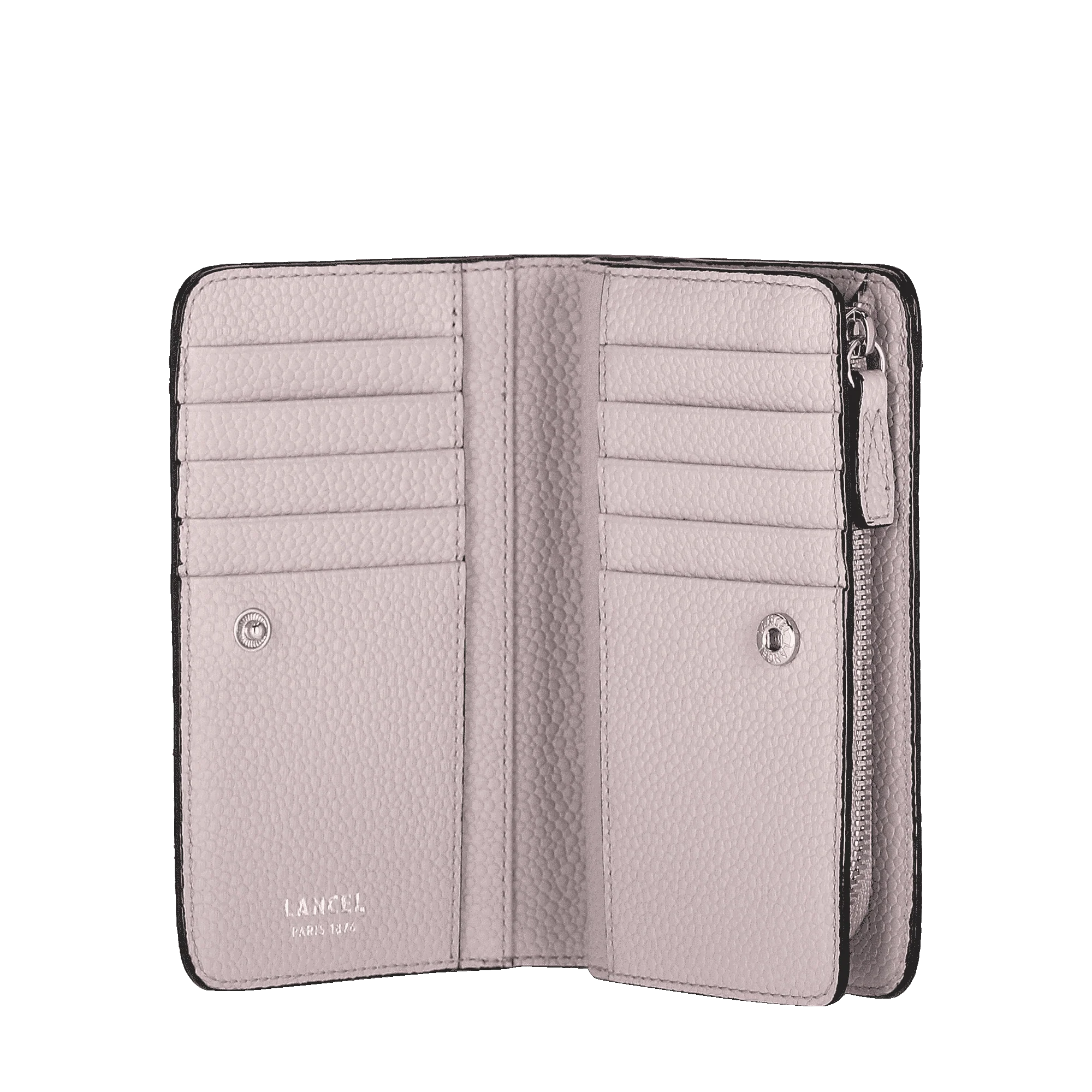 Portefeuille rectangulaire compact zippé Ninon de Lancel-Gris Mauve