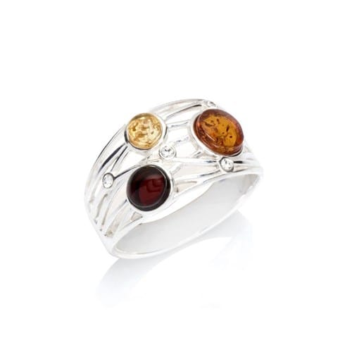 Bague fashion argent ambre - taille 54mm