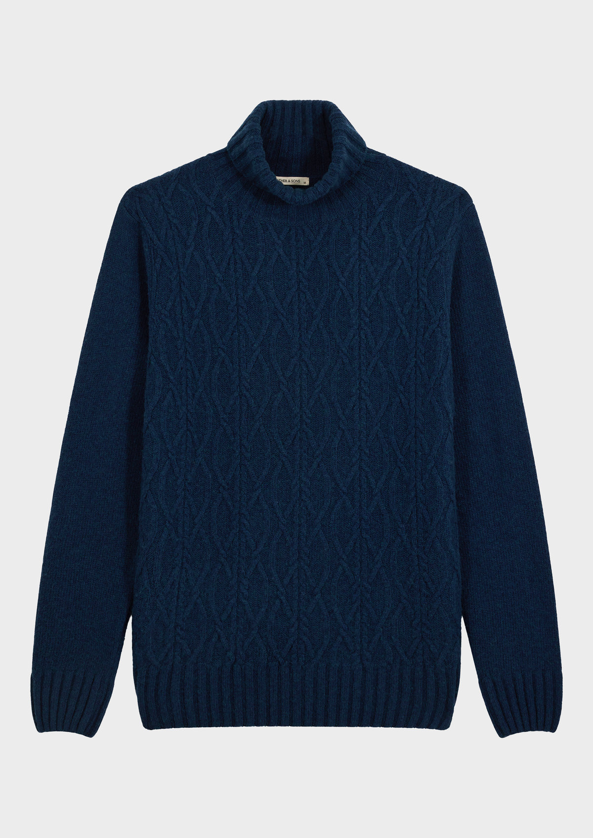 Pull col roulé en laine mélangée unie bleu prusse
