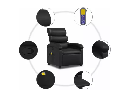 Fauteuil de massage inclinable Noir Similicuir