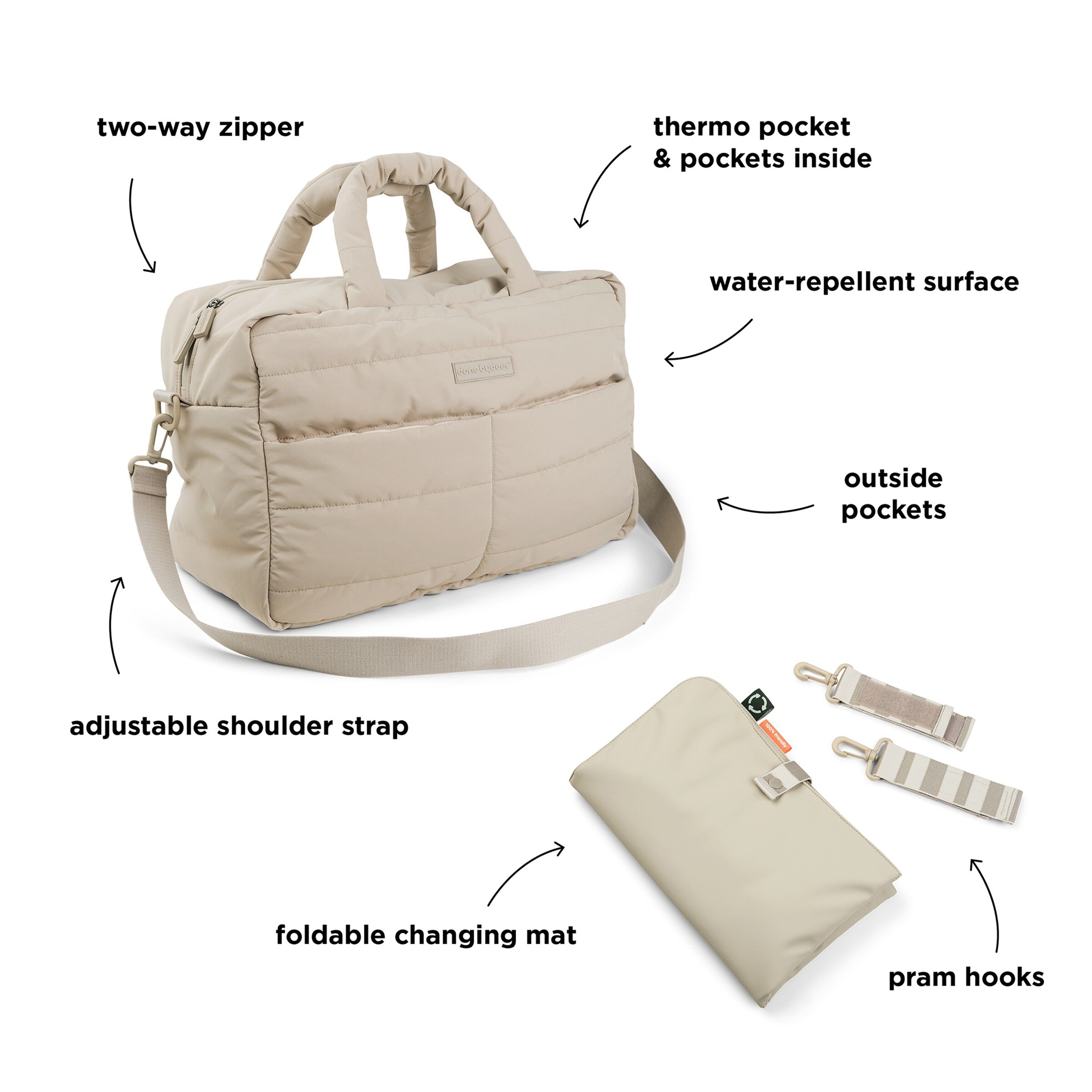 Done by Deer Gesteppte Wickeltasche sand