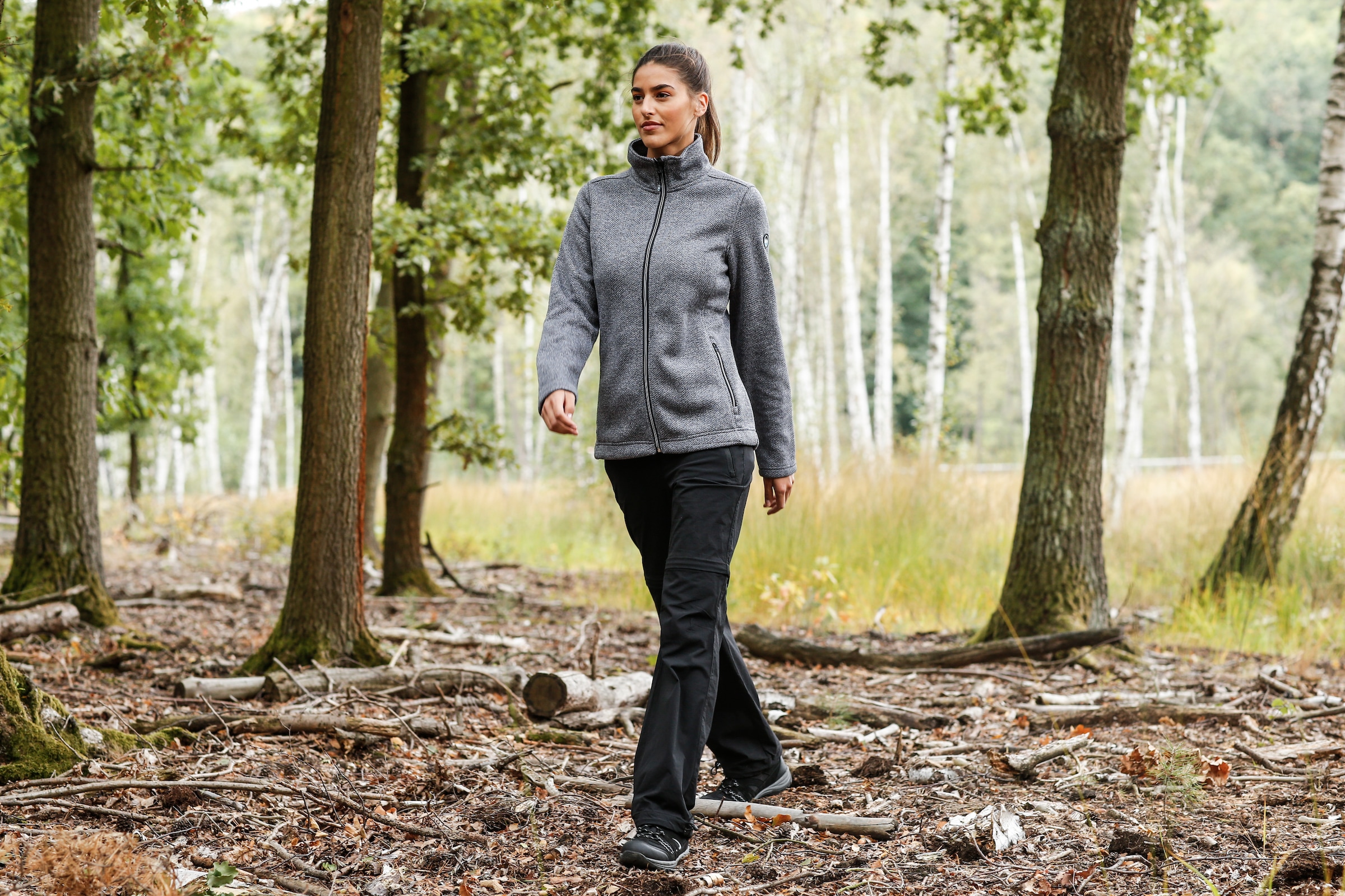 Polarino Strickfleecejacke ohne Kapuze für den Herbst,  aus wärmendem Material,  sportlicher Stil