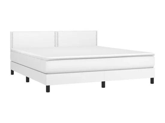 Sommier tapissier et matelas et LED Blanc 180x200 cm Similicuir