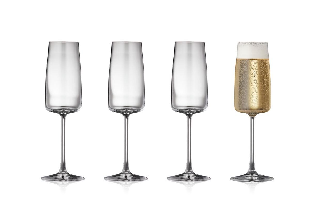 Champagnerglas Zero 4 Stück, 30 clSektgläser Set aus ultraklarem Kristallglas