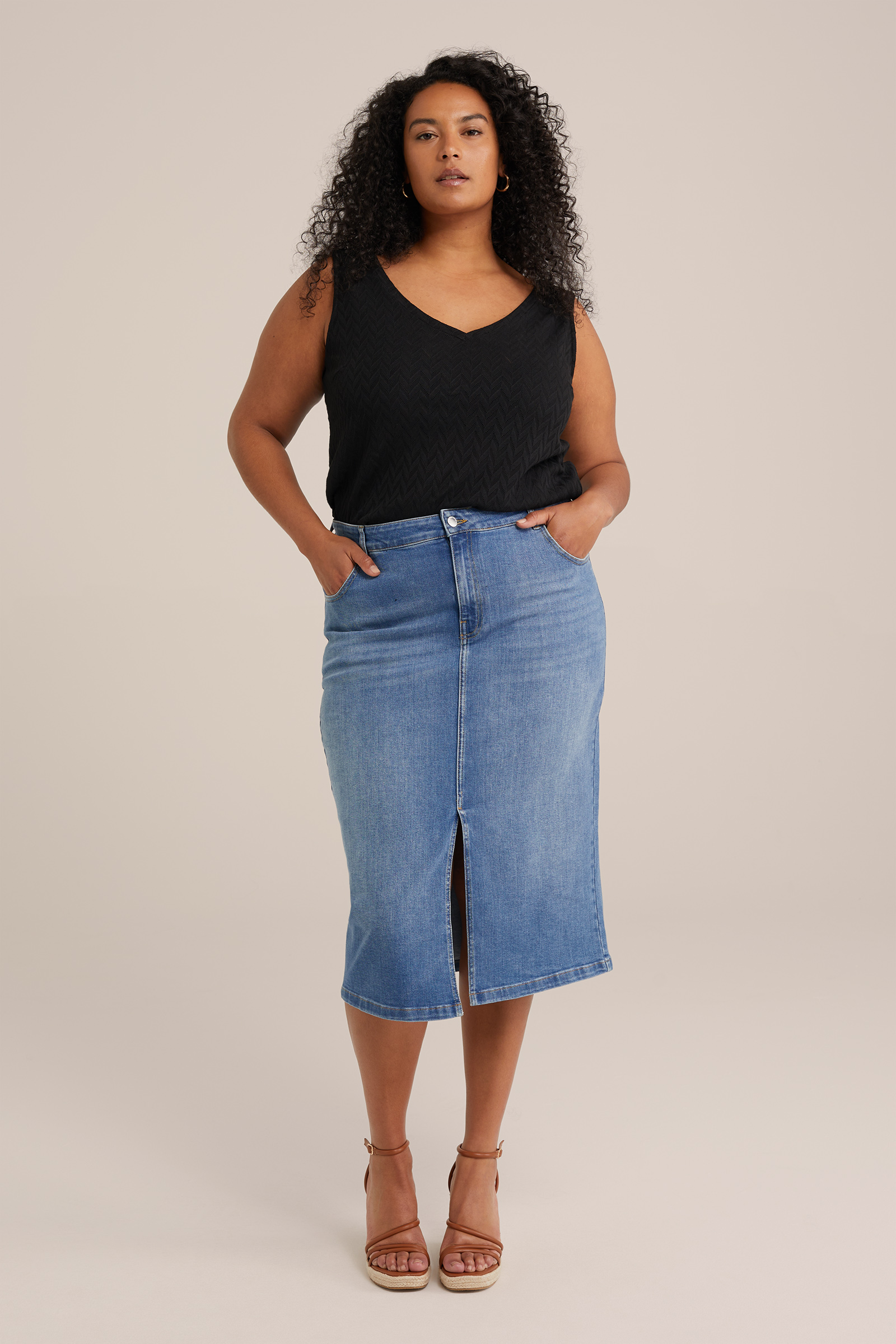 singlet met dessin - Curve WE Fashion Zwart