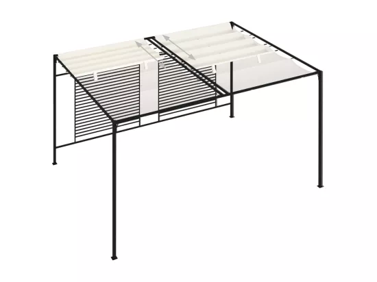 Belvédère avec auvent rétractable 3x4x2,3 m Crème 180 g/m²