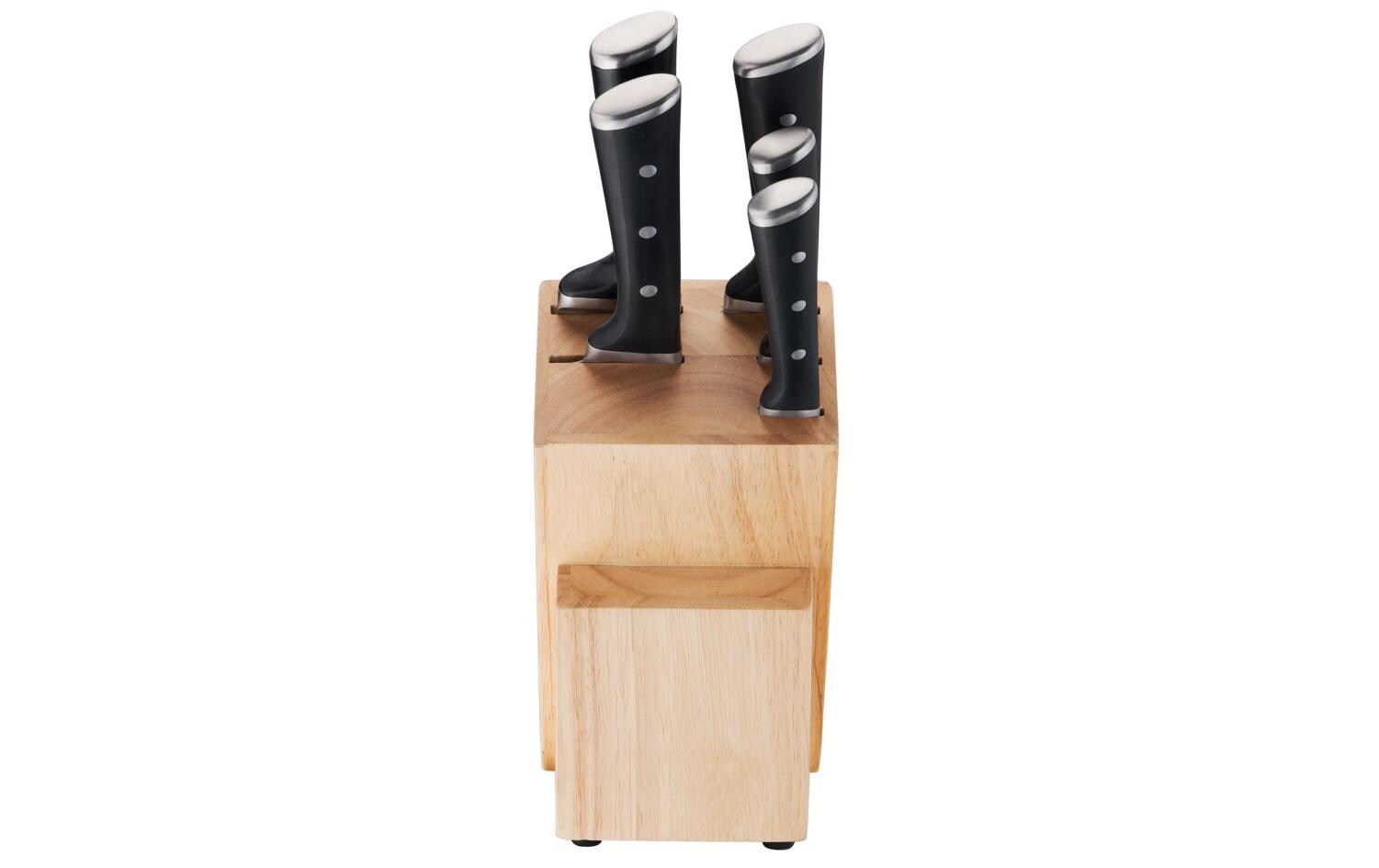 Messerblock-Set mit Messer Ingenio Ice Force Schwarz<br>Messerblock aus Holz mit 5 Edelstahlmessern