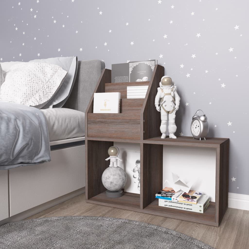 vidaXL Tijdschriftenrek voor kinderen, grijs/sonoma eiken, 71x30x78,5 cm