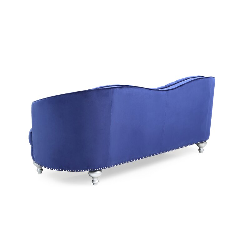 Karli 90&rdquo; Velvet Recessed Arm Curved Sofa