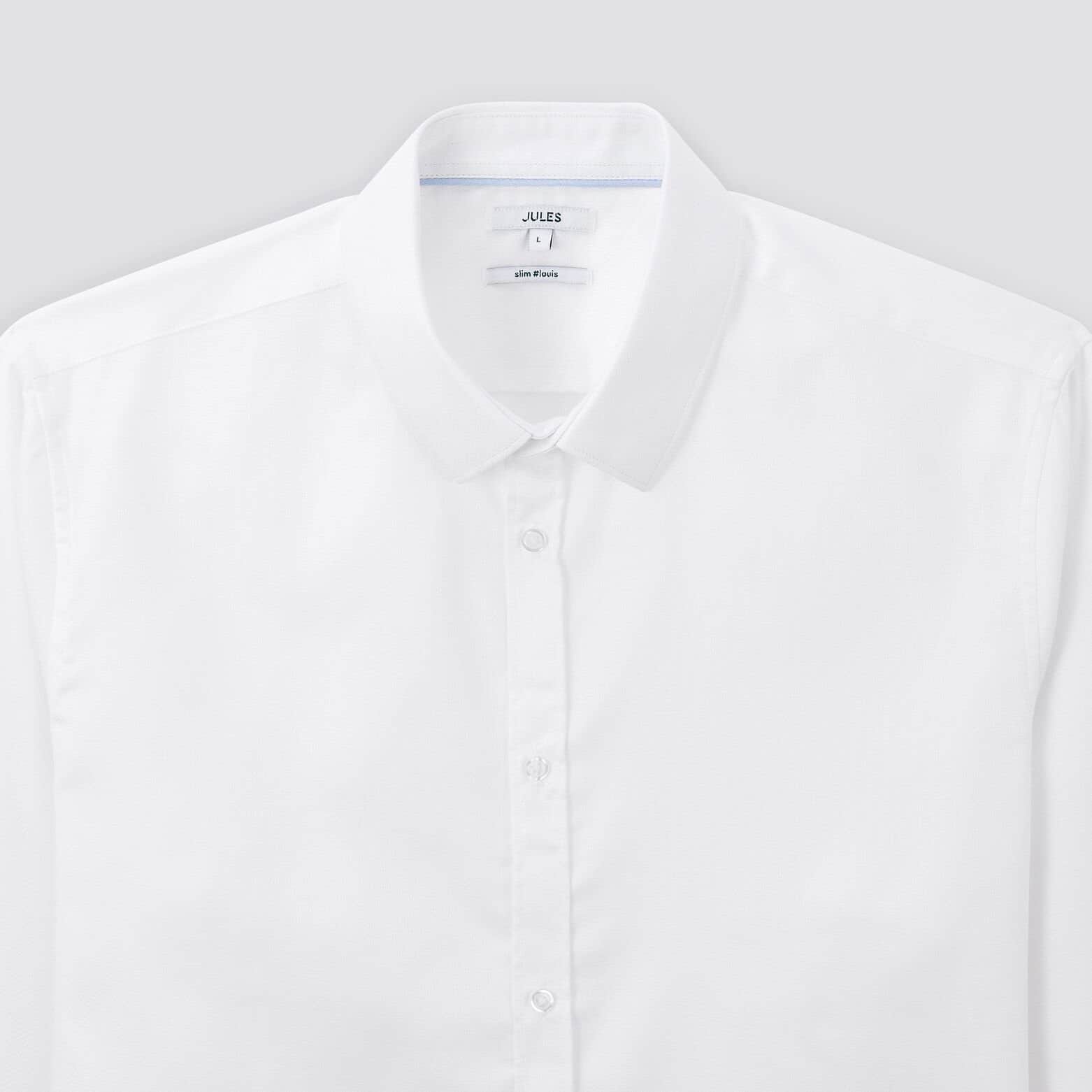 Chemise slim unie stay white/black coton Blanc