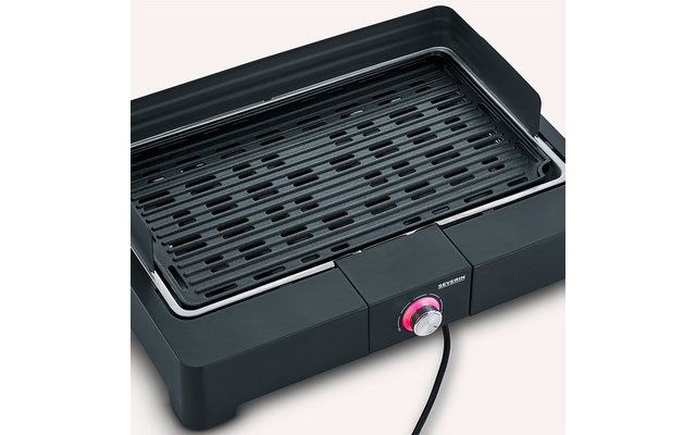Severin PG 8567 Tischgrill mit Grillplatte aus Aluminium 2200 W  Schwarz