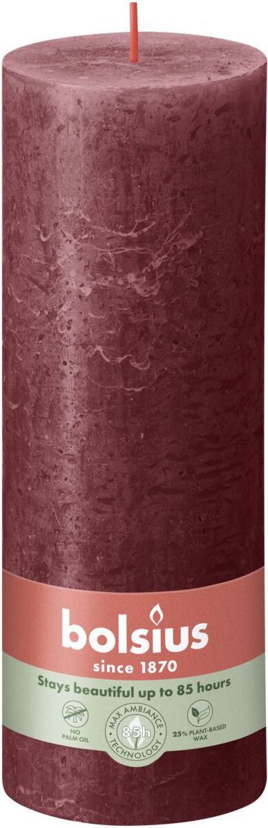 Bolsius stompkaars Rustiek Shine bordeaux 85 uur D 6,8 H 19 cm