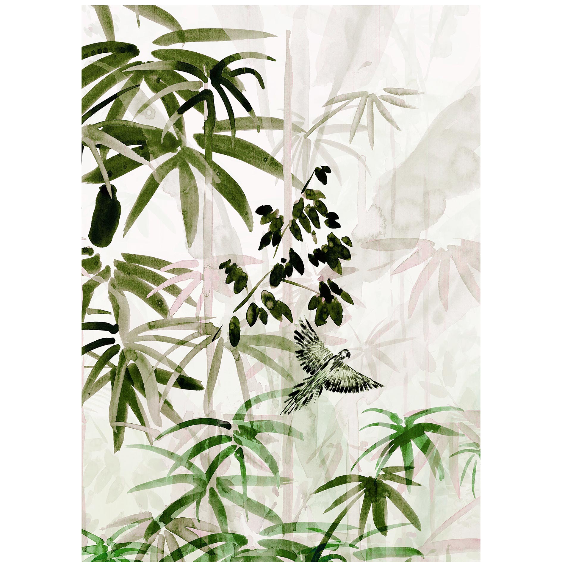 Wandbild BAMBOO FOREST - grün-weiß - 50x70 cm