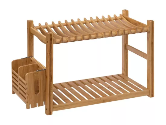 Egouttoir à 2 niveaux en bambou - L 53 x P 24,7 x H 33 cm