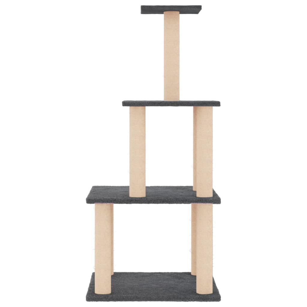 Arranhador para gatos vidaXL com hastes de sisal cinza escuro, 111 cm
