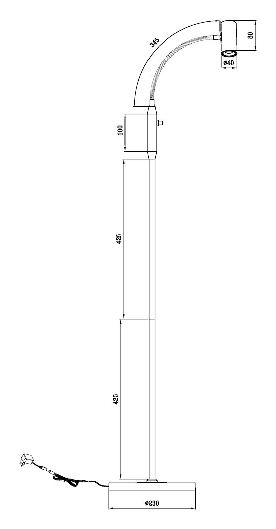 Gusto gulvlampe Svart/messing 5W LED