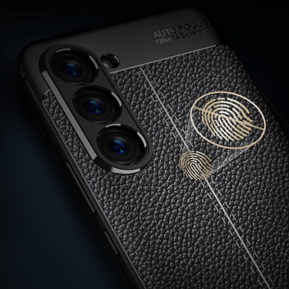 Samsung Galaxy S23 5G Gummi Hülle Litchi Look - Schwarz
