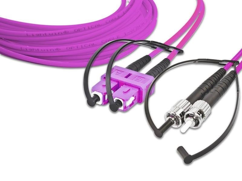 Lightwin LWL-Patchkabel Multimode SC – ST, OM4, Duplex, 2 m Lightwin LWL-Kabel SC-ST, Multimode, OM4, 2m