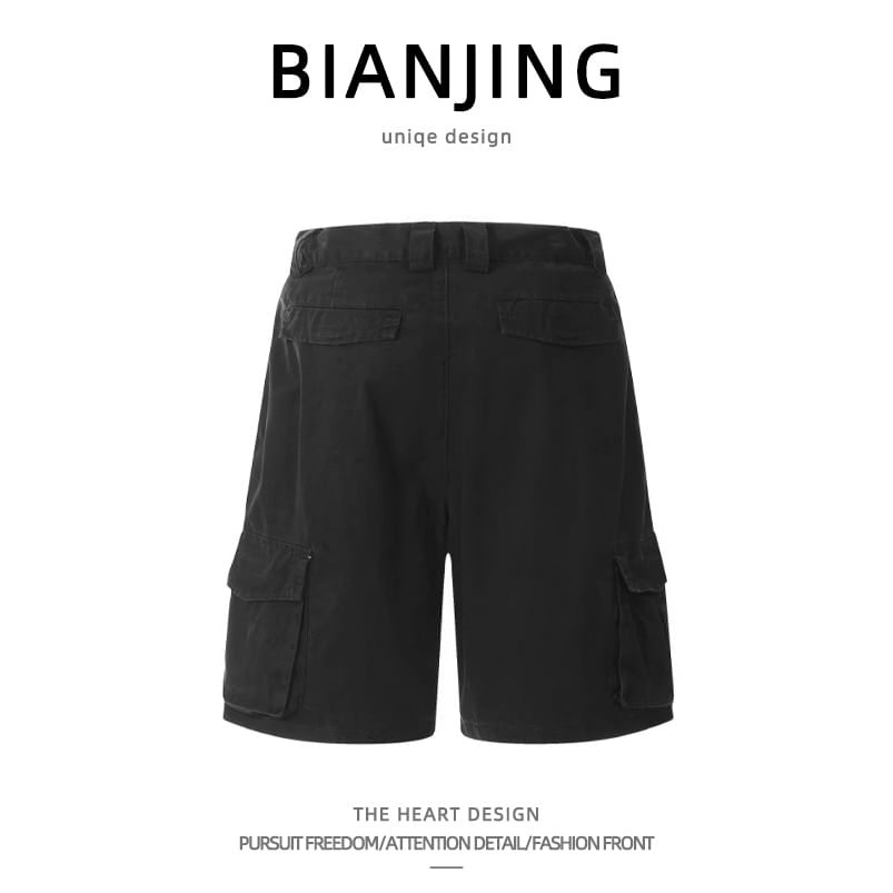 Zentrus - Mid Rise Plain Cargo Shorts
