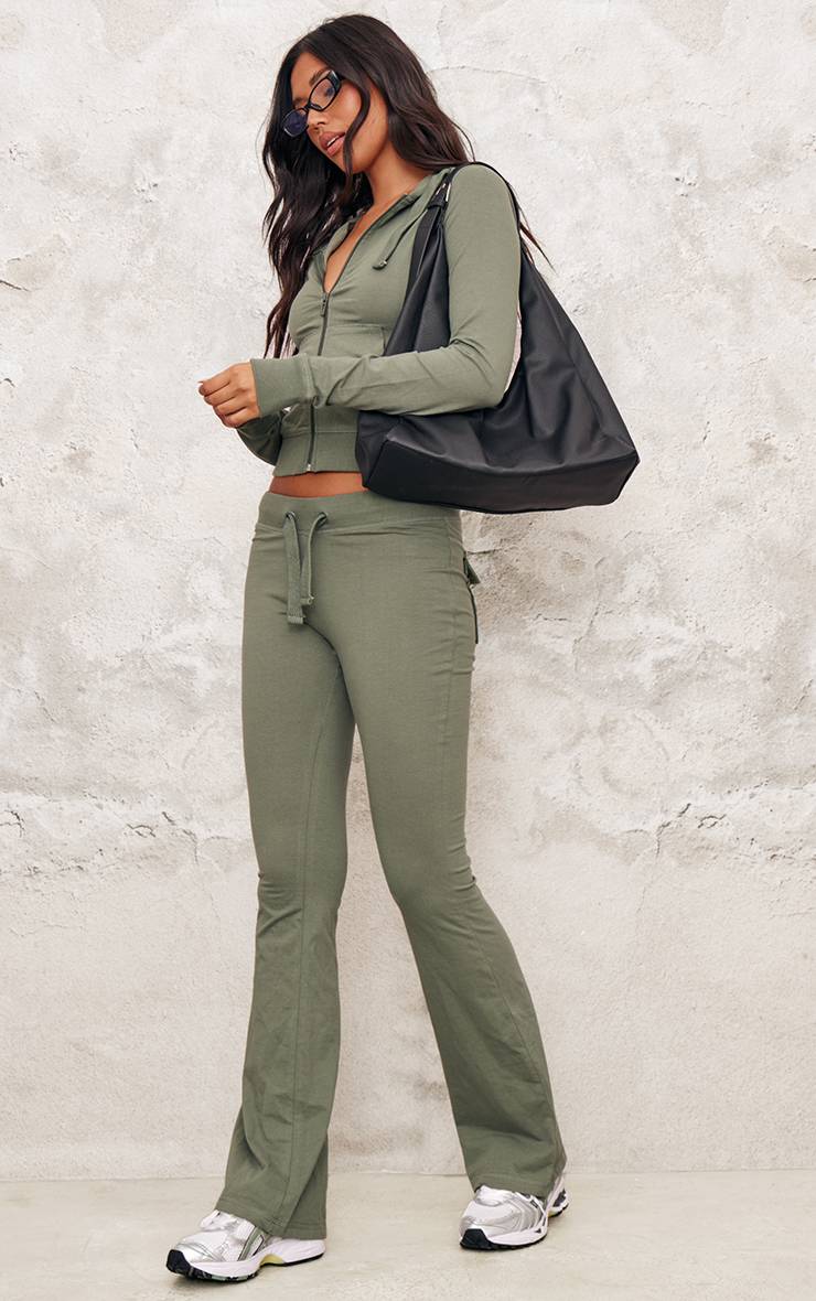 Bleu-vert Pantalon Évasé Skinny Taille Basse Coordonné