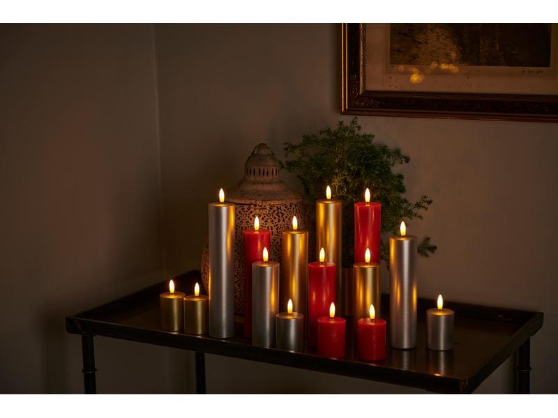 Sirius LED-Kerze Sille Exclusive, Ø 5 x 20 cm, Gold LED-Kerze mit beweglicher Flamme
