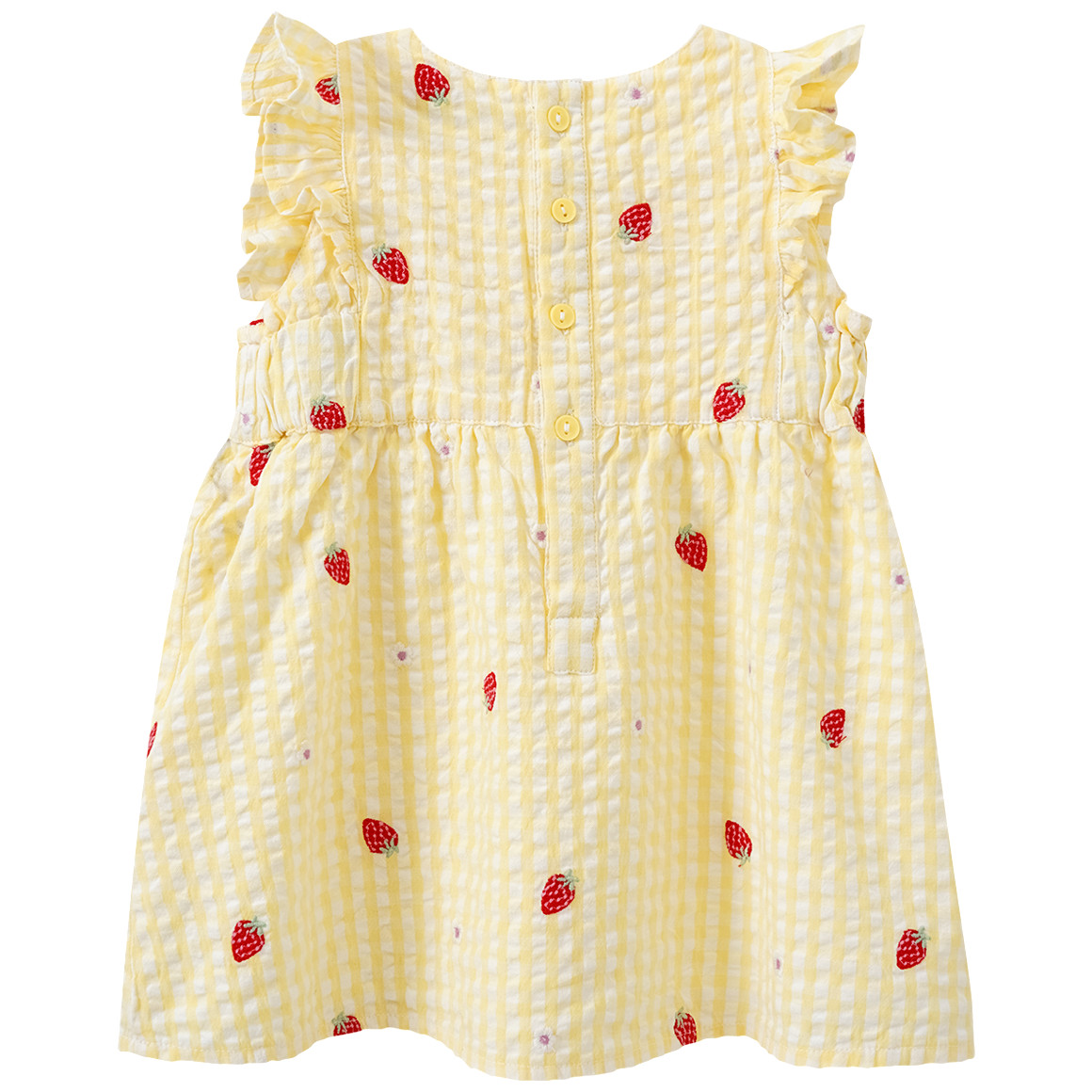Topomini Baby Kleid mit Erdbeer-Allover gelb / weiss