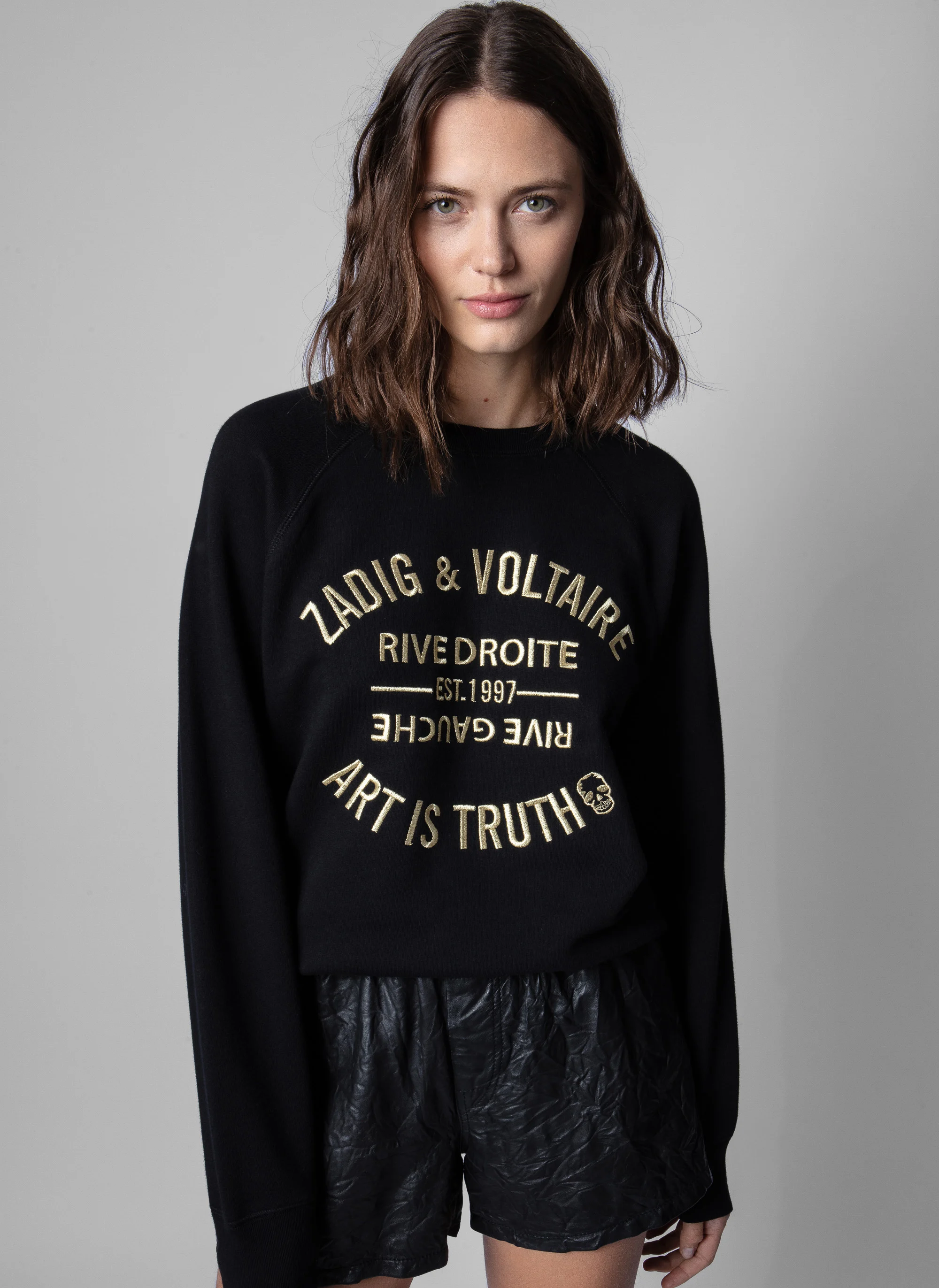 UPPER - Sweat col rond brodé | Noir