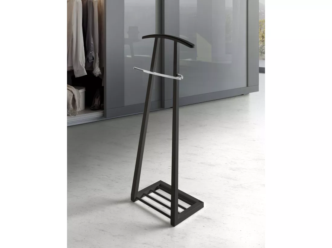 Valet de nuit - H111cm x L46cm x P29cm - hêtre massif noir - Zeta