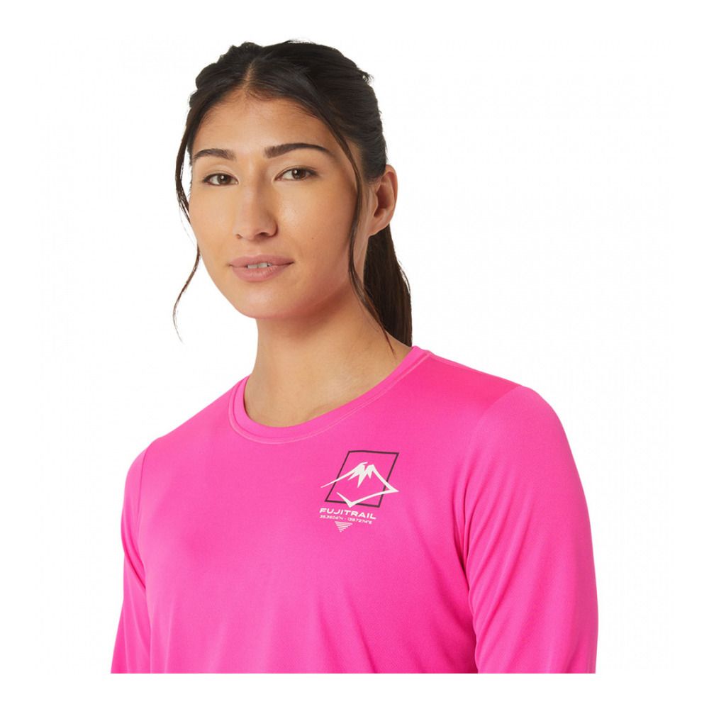 Asics FUJITRAIL LOGO - Tee-shirt Femme pink glo