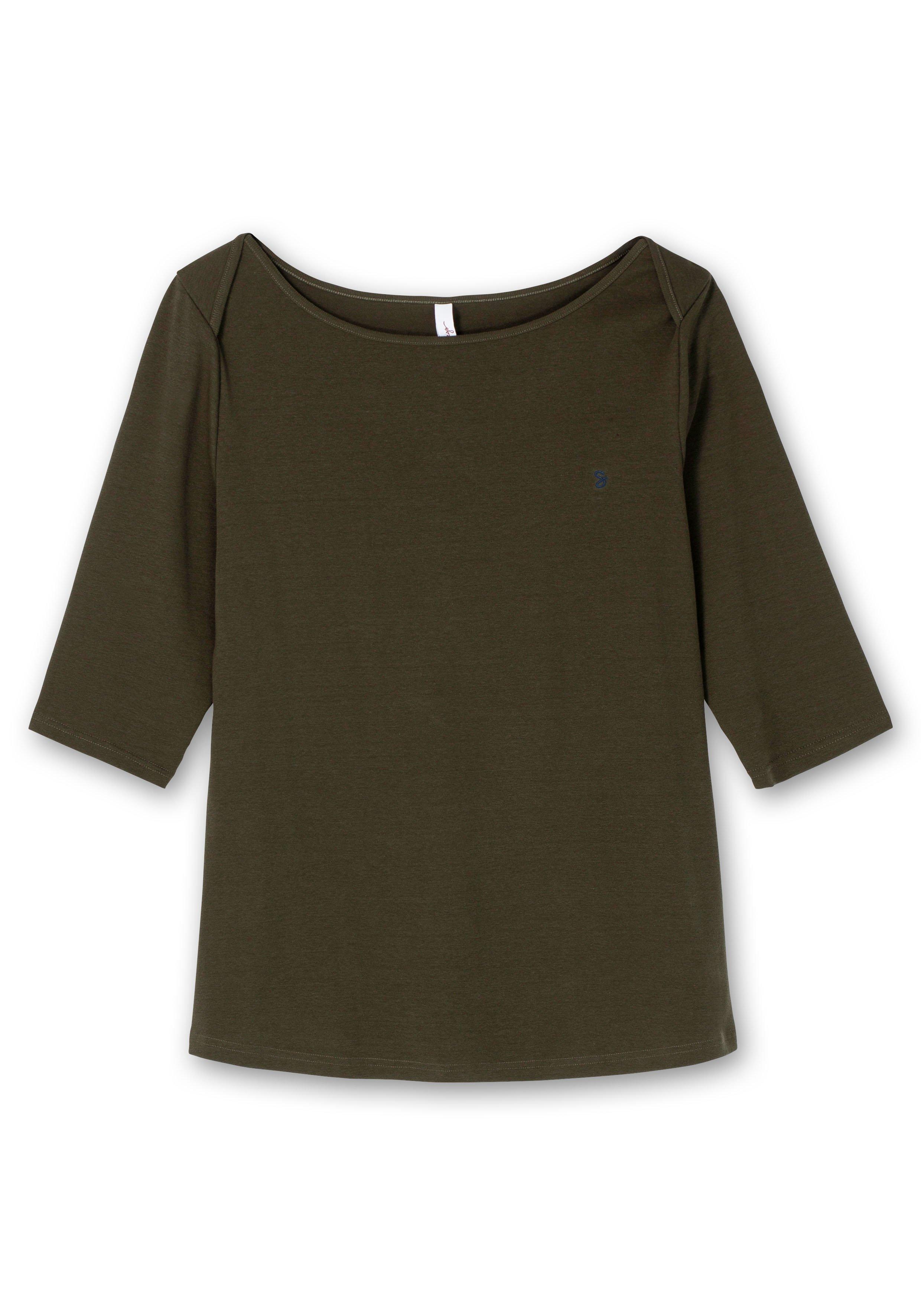 T-Shirt in Rippqualität, mit U-Boot-Ausschnitt