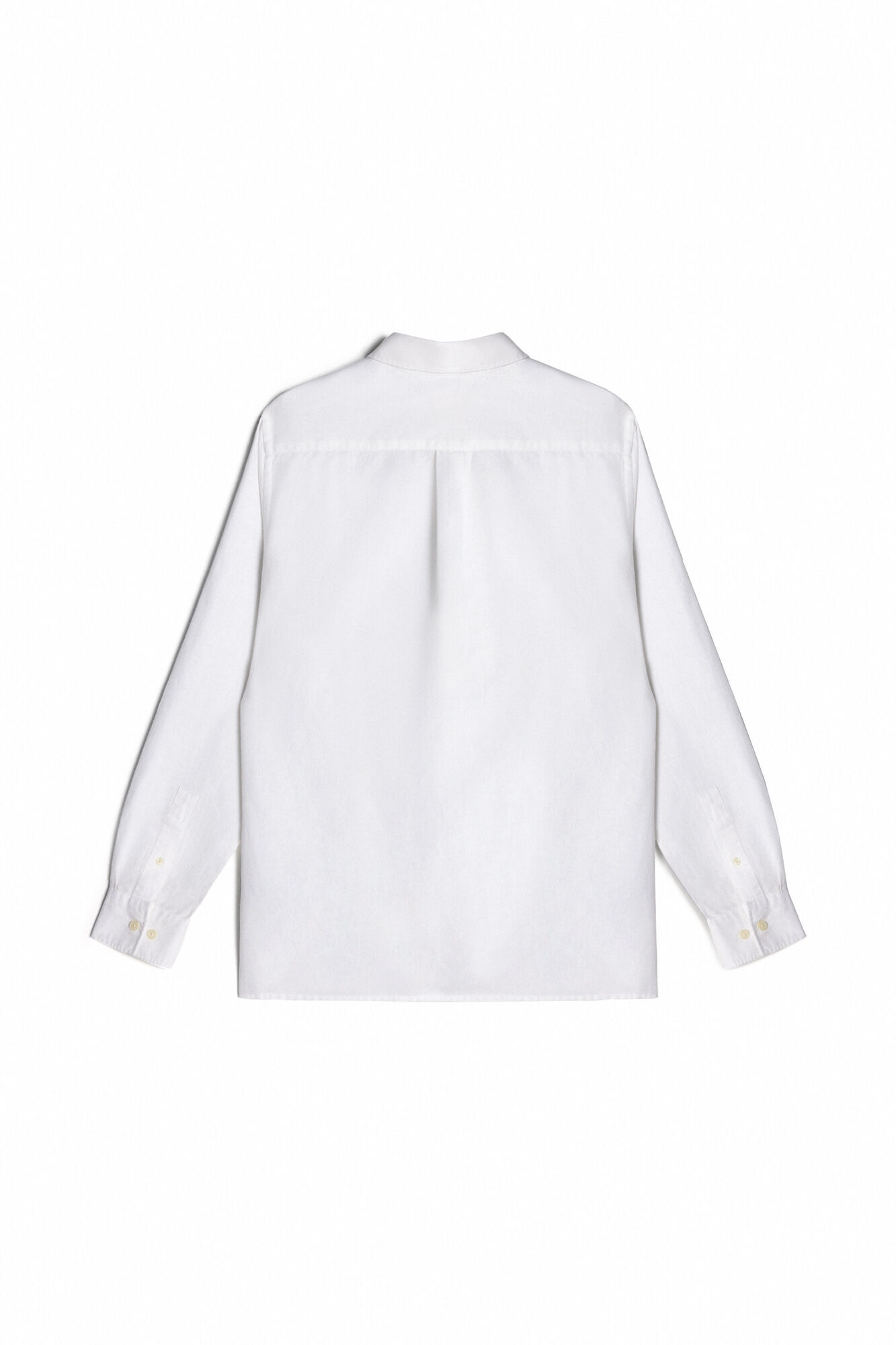 Camisa polo de linho de manga comprida - Branca