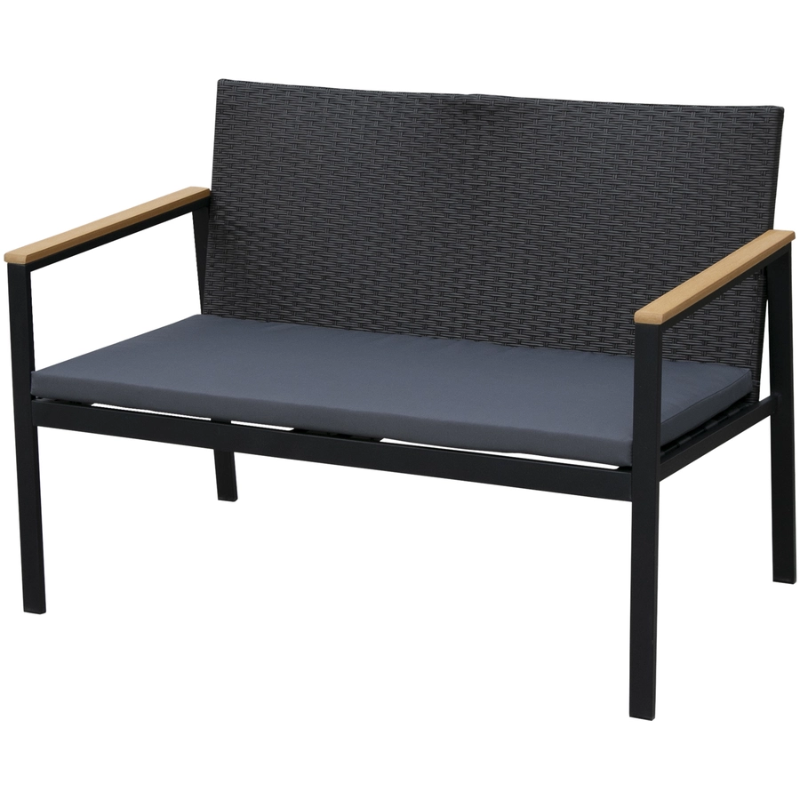 Outsunny Polyrattan Sitzgruppe als 4-teiliges Set schwarz, grau