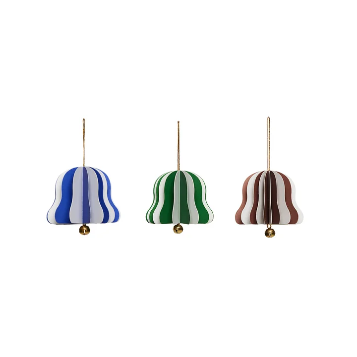 OYOY - Weihnachtsglocke Papier Ornament, mehrfarbig (3er Pack)