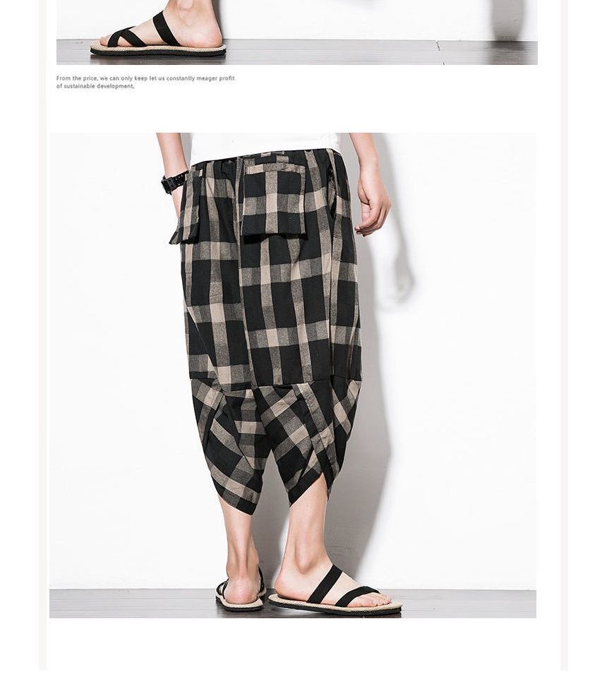 Lefitt - Mid Rise Gingham Capri Harembroek
