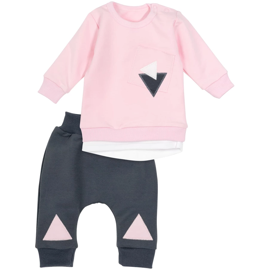 Baby Sweets 2tlg Set Shirt + Hose Lieblingsstücke Triangle grau rosa