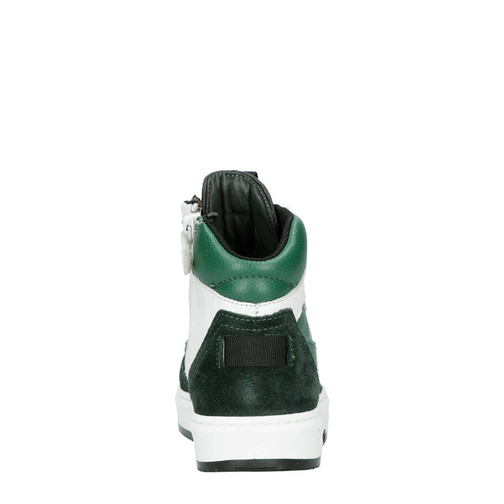 Hip leren sneakers groen/wit