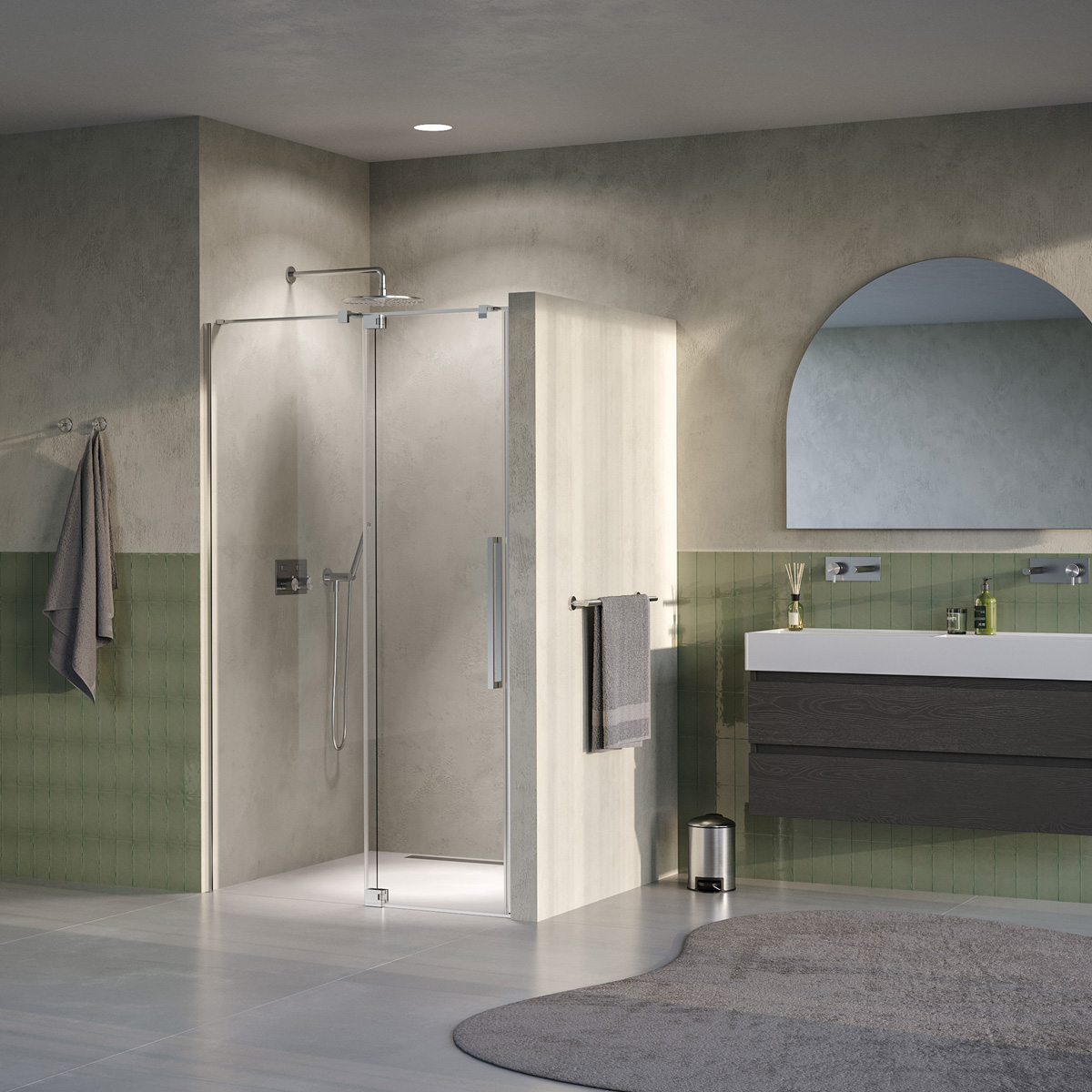 Brauer Stellar nisdeur met vaste wand 108.5-120cm RVS geborsteld PVD